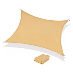 GENERICO - Toldo Vela Malla Sombra cuadrado 4x4 Metros Beige con cuerdas y hebillas fácil instalación