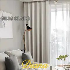 DIANA - CORTINAS 100% BLACKOUT 2 LIENZO ENGOMADA 140X220 C/U COLOR GRIS CLARO