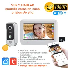 D MOTICA - Video Portero Wifi Inteligente Full Hd Touch 7 Pulgadas - 4 Hilos
