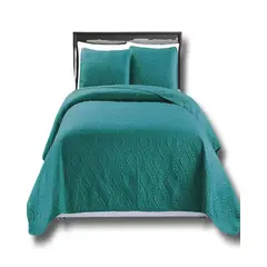 GENERICO - COBERTOR COLCHA DE VERANO QUILT KING - SUPER KING 250 CM X 270 CM TURQUESA