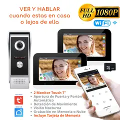 D MOTICA - Kit Video Portero Wifi Inteligente FULL HD ANTIVANDALICO con 2 Monitores Touch 7 Pulgadas