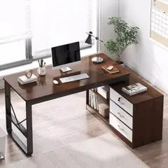 YOMYM - Escritorio Moderno Con Cajoneras 120x80x75cm Para Oficina