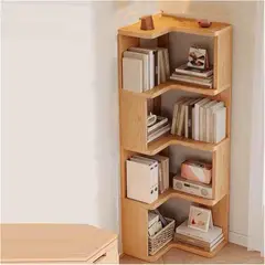 YOMYM - Estantería Esquinera de Madera Maciza de 4 Niveles y 40×40×130 cm.