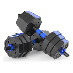 SUPERCENTER - Mancuernas Ajustables Set De 20 Kg Total 2 En1 +barra Azul