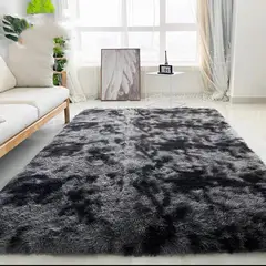 DIANA - ALFOMBRA PELUDA TIPO SHAGGY DE 180CMX200CM COLOR NEGRO JASPEADO