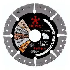METALFER - Disco Corte Diamantado Hemic Multipropósito 4 1 /2 X 7 /8