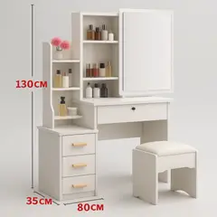 GENERICO - Tocador Moderno Blanco con Espejo Deslizante