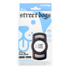 STREET DOGS - Placa De Identificación Inteligente Qr Mascotas Negro Air Tag Holder