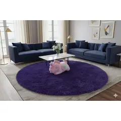 DIANA - ALFOMBRA PELUDA REDONDA DE 150CM DE DIAMETRO COLOR MORADO