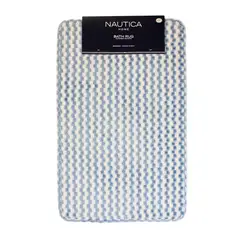NAUTICA - Alfombra de Baño Home Memory Foam 50x80 cm con diseño cuadros azul