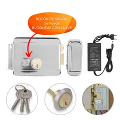 D MOTICA - Chapa Cerradura Eléctrica Acero Inoxidable Doble Cilindro Con Fuente 12V