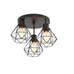 TATEE - 3 Lámparas Colgante Metal Jaula Lámpara De Techo Industrial