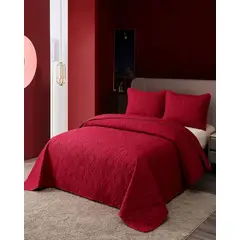 GENERICO - COLCHA ELEGANTE QUILT VERANO 2 PLAZA BURDEO