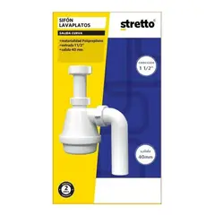 METALFER - Sifon Lavaplatos 1 1/2 Salida Curva Stretto