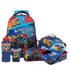HOT WHEELS - Set Mochila Escolar con ruedas + Accesorios 3