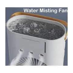 GENERICO - Ventilador Doble Portátil Recargable Oscilante Con Rociador Blanco