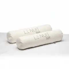 LE NUIT - Set 2 Almohadas Tubulares 450 Gr Tela 300 Hilos Algodón Egipcio 30x60 cm Blanco