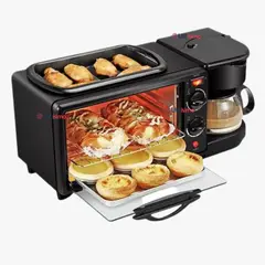 LINE - Máquina de Desayuno Multifuncional 3 En 1 Horno Cafetera Sartén