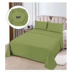 COMPRAPO - Juego de Sábanas Súper King Verde Olivo Liso Casa Sol