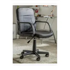 GENERICO - Silla Escritorio Oficina Negro Cuero Sintético