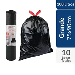 HOMELY - Bolsas De Basura Con Cordon 75x90cm 10 Unidades Resistente 100L.