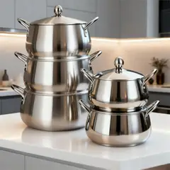 GENERICO - Juego de Ollas de Aluminio Premium Antiadherentes - 5 Piezas