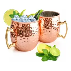 SUPERCENTER - Set De 2 Vasos Mugs Cobre Moscow Mule Coctel 530ml