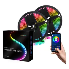 SUPERCENTER - Tira Cinta Luces Led Rgb Bluetooth 10 Metros Total +conector