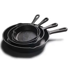 YOMYM - Set 4 Sartenes 14-25 cm Hierro Fundido Negro