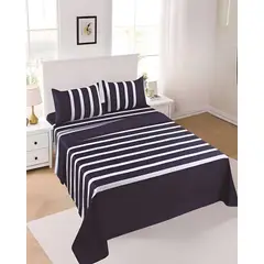 GENERICO - JUEGO DE SABANAS CON DISEÑO SUPER KING AZUL OSCURO