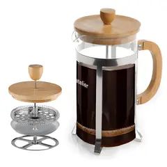 HOMELY - Cafetera Francesa 800Ml Atelier Prensa de Vidrio y Acero Inox Portatil