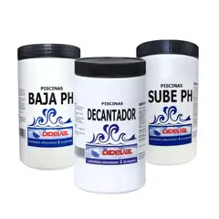 DIDEVAL - Kit Mantenimiento para Piscina Decantador + Sube pH + Baja pH