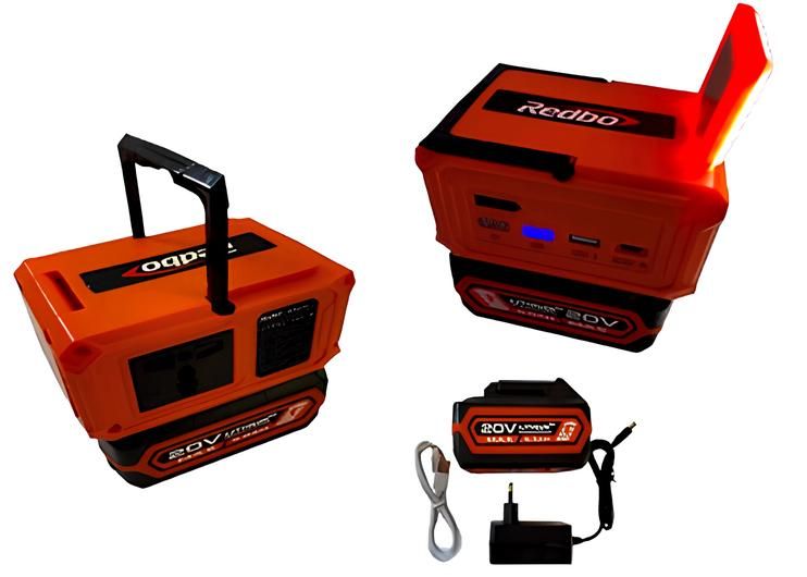 Inversor de Corriente Portátil RB-INCO150 20V (150W, USB + Tipo-C + 220V)