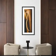 DEKAM DISEÑO - Cuadro cara de elefantes Dorado Pintado 146x66 cms