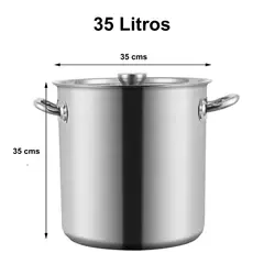 BAZUCA - Fondo Olla Acero Inoxidable 35 Litros – Espesor 2,5 mm Gruesa, Para cocinas Gas Eléctrica Inducción