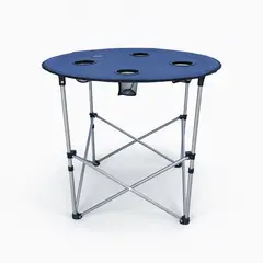 NATIONAL GEOGRAPHIC - Mesa Plegable Camping Serengeti con Posavasos Azul Nat Geo