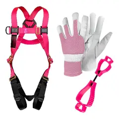 METALFER - Arnés Completo Color Rosa + Guante Cabritilla Talla S Y Portaguante