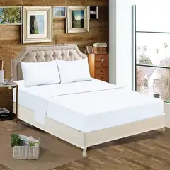 GENERICO - JUEGO DE SABANA KING PLAZAS COLOR BLANCO