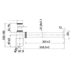 STRETTO - Sifón Vanitorio 1 1/4 Cromado Salida Recta Marca