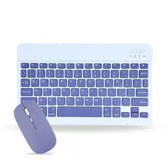 GENERICO - Pack Teclado 10 &quot; y Mouse Bluetooth Para Tablet iPad letra Ñ - Morado Oscuro
