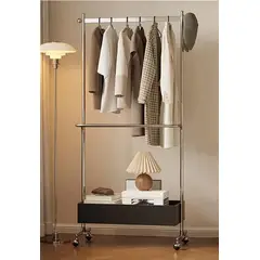 EVERSO - Perchero Organizador Colgante Ropa Acero Con Ruedas Y Ceste