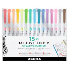 ZEBRA - Set 15 Destacador Doble Punta Mildliner Surtidos