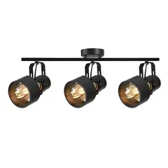 WANT - Aplique Triple Porta E27 Negro Ampolletas Incluidas