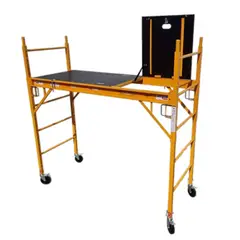 GENERICO - Andamio Multiuso móvil 2 metros multinivel Incluye baranda de Seguridad y Kit de ruedas.