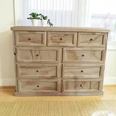 GENERICO - Comoda de madera NATURAL lacada 9 cajones ( rieles telescópicos ) MGR MUEBLES