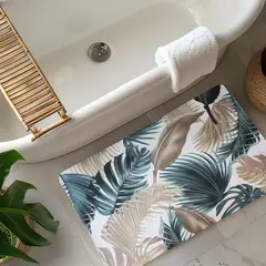 NAUTICA - Alfombra de baño Home PVC antideslizante 39x69cm hojas tropicales