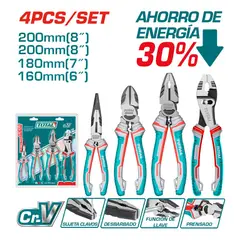 TOTAL TOOLS - Set 4 Alicates Cromo Vanario 30% Ahorro Total
