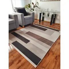 GENERICO - ALFOMBRA CON DISEÑO 160X200 MARRON TETRIS ELEGANTE WYM