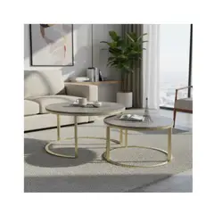 GENERICO - Mesa De Centro Auxiliar Doble Melamina 70x50cm 34x40cm GRIS