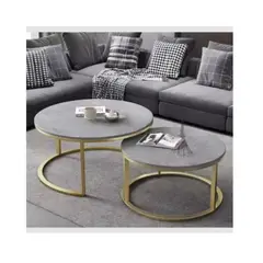 GENERICO - Mesa De Centro Auxiliar Doble Melamina 70x50cm 34x40cm GRIS